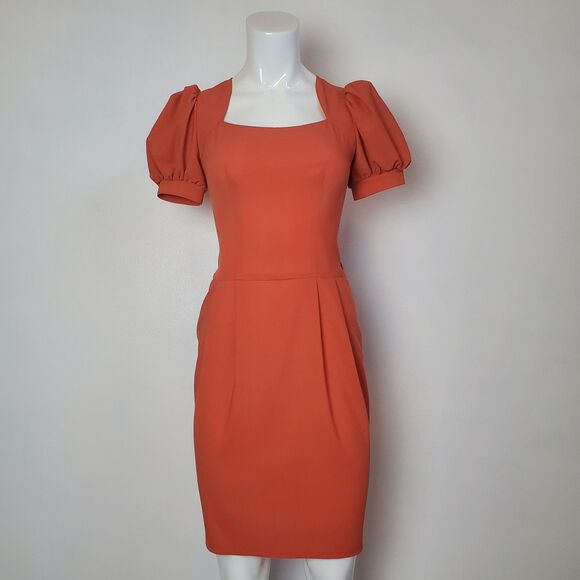 Vintage 80s Burnt Orange Pencil Dress - Picture 1 of 10